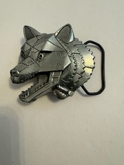 Wolf Head Belt Buckle With Scary Teeth, Futuristic, 1996, Gap Robotic, Steampunk