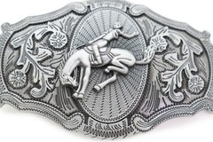 Men Long Silver Metal Rodeo Horse Belt Buckle Western Fashion Cowboys Ride Biker