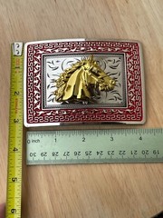 Western Buckle Gold Silver Red Horse Head Cowboy Buckle Fit 2 » Hebilla Vaquero