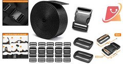 Heavy-Duty Buckle Straps Set 6-Pack Plastic Nylon Webbing for DIY Outdoor Gear