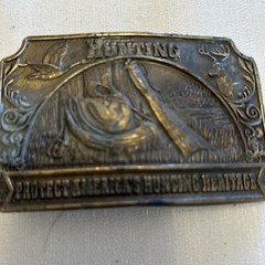 Vintage 1976 Brass Belt Buckle Hunting Protect America’s Hunting Heritage 3.5&Prime; x