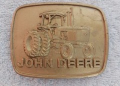 Vintage John Deere 4840 Row Crop Tractor Brass Metal Belt Buckle Moline Illinois