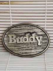 Vintage BUDDY Belt Buckle By Oden – Made In USA – 2-3/4”x 2”