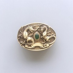 Twin Dragon Oval Solid Brass Belt Buckle also Stock in the US