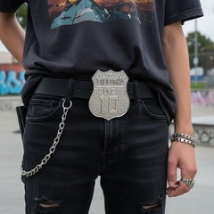 Men Silver Metal Belt Buckle CA State California 10 Freeway Bling Western Unisex