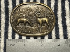 Indiana Metal Craft Oval Western Deer Mountain Scene Belt Buckle Bronze E-357