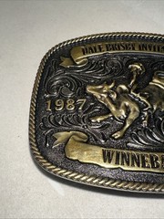 Dale Brisby Invitational Champion Belt Buckle 1987 Winnebago TX MO Silversmiths