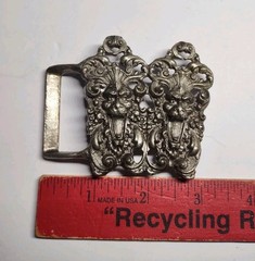 Vintage Synek Laughing Gargoyle Pewter Buckle Rare Gothic Satyrs 1970