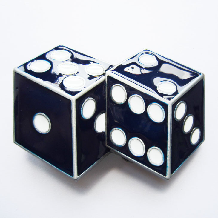 Blue Dices Casino Craps Gamble Gambling Enamel Metal Belt Buckle