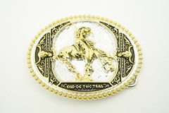 End of Trail American Indian on Horse Western Gold/Silver Metal Belt Buckle