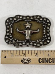 Vintage Belt Buckle Western Cowboy Texas Steer Star A212 Classico Italia
