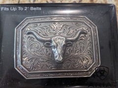 Ariat 4&Prime; Belt Buckle Longhorn A37008 Silver Metal