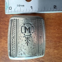 Vintage 40s Silver & Metal Interchangeable Belt Buckle Engraved Monogram M