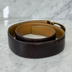 GUCCI buckle belt GG Logo Gold hardware Brown Leather Made in Italy Authentic