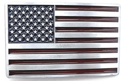 Silver Tone American Flag Enameled Belt Buckle New