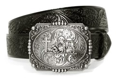 GURANSE Cowboy Belts 105CM(waistline:34&Prime;-36&Prime;), Acanthus Prayer Silver