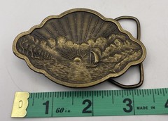 Bergamot Brass Works Vintage 1977 D-48 Scenic Sunset Buckle 1.5in Belt
