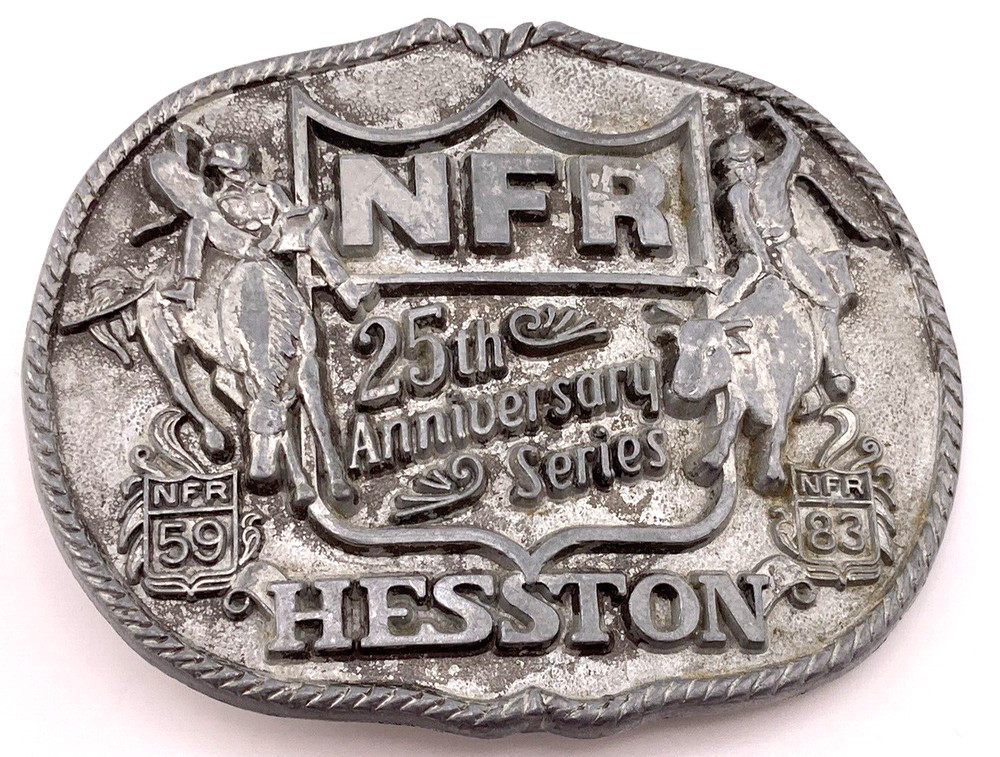 Hesston Collectors Belt Buckle 25th Anniversary National Finals Rodeo 1983