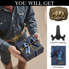 Western Belt Buckle for Men – California Grizzly Bear Cowboy Belt Buckles for…