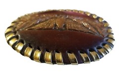 EAGLE Belt BUCKLE Sm LEATHER w/ Silver+Gold Edge LACING Handmade Western/Biker