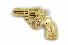 Men Belt Buckle Gold Metal Western Cowboy Pistol Revolver Gun Weapon Fire Skull