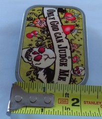 SKULL FLOWER ONLY GOD CAN JUDGE ME HEART SWORD CHERRY CROWN BELT BUCKLE DOWN