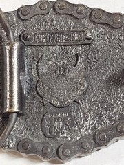 VTG 1983 Great American Buckle Co. Chicago Belt Buckle Enamel Eagle Biker Chain.