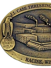 JI Case Threshing Machine Co Pewter Belt Buckle Racine WI Ltd Edition Vintage