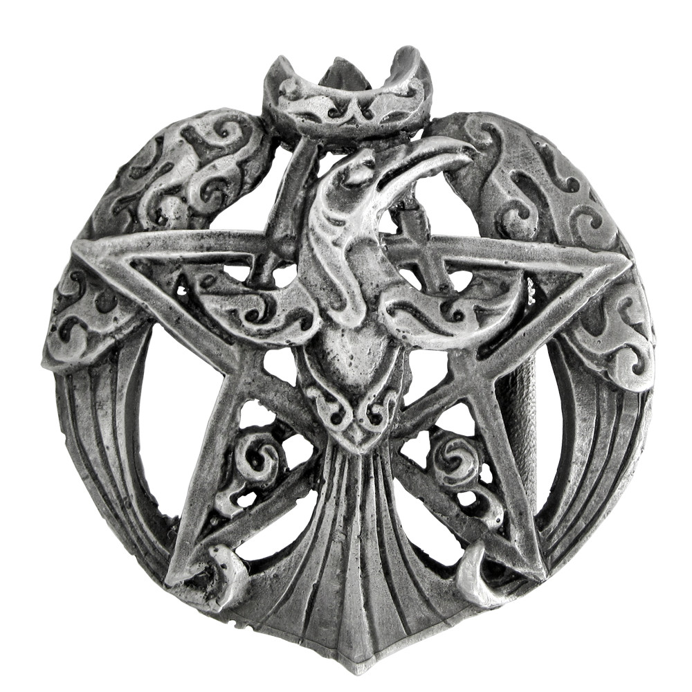 Pewter Crescent Raven Pentacle Belt Buckle – Dryad Design Pentagram Wicca Pagan