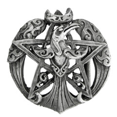 Pewter Crescent Raven Pentacle Belt Buckle – Dryad Design Pentagram Wicca Pagan