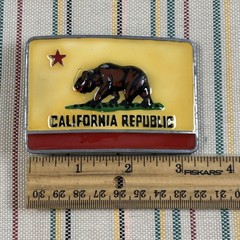 California Republic Belt Buckle Mens One Size Yellow Bear Flag Metal Western