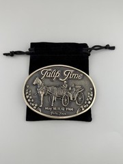 Tulip Time 1984 Horse Carriage Buggy Solid Brass Festival Buckle Limited Iowa
