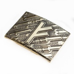 Fehu runic brass belt buckle, Feoh Wealth Rune Seltic Old Norse Scandinavian