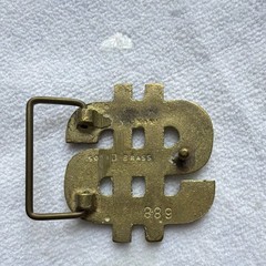 Men&rsquo;s Dollar Sign Money Solid Brass Belt Buckle Gold 1.5in MPN 889