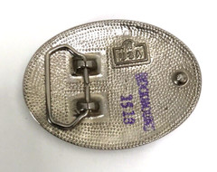 Silver Nickel Diamond Cut Rockmount Western Style 3.5&Prime; x 2.5&Prime; Oval Belt Buckle
