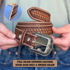 DANIEL&rsquo;S ARTPLANET Western Belt for Men Full 32 (fits size 30 jeans), Brown