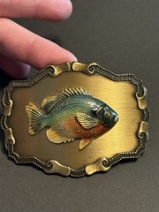 Vintage Bluegill Belt Buckle Fish Fisherman Fishing Panfish Outdoor 1970s Nice