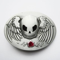 Rose Angel Wings Skull Metal Enamel Belt Buckle
