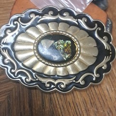 Silver Gold Black Metal Oval Western Belt Buckle Men 1.5&Prime; Floral Scroll Bead