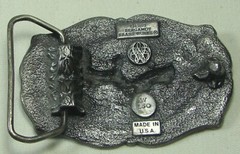 Vintage 1985 W-150 Buck & Doe Running Bergamot Belt Buckle USA