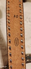 HORSESHOERS AMERICA AWARD DESIGN SOLID BRASS BUCKLE W/ LEATHER WILSON BELT SZ40