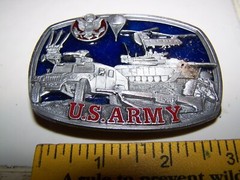 VINTAGE U.S. ARMY BELT BUCKLE 1991 BERGAMOT DETAILED PEWTER ENAMELED