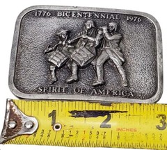VINTAGE BICENTENNIAL 1776-1976 SPIRIT OF AMERICA METAL BELT BUCKLE