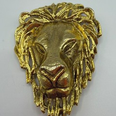 Vintage Lion Head Belt Buckle Gold Tone Statement Animal Regency Metallic 4×3