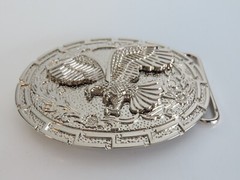 Flying Eagle Silver Tone Ornate Metal Belt Buckle Oval New