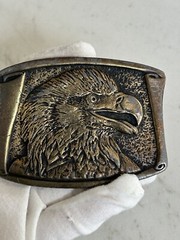 Bald Eagle Belt Buckle Made USA Patriotic CDC Metal Works 1974 Colorado Rattlesn
