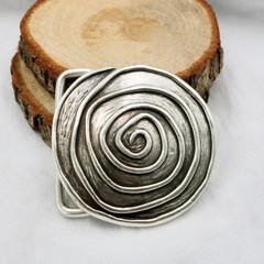 Round Belt Buckle With Asymmetrical Spiral, Irregular Design