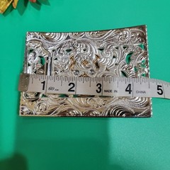 Centenario Cowboy Belt Buckle Western Rodeo Silver & Rose Gold Faux 50 Peso