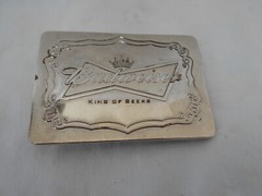 Budweiser Belt Buckle – King of Beers – Crown Logo Silver Tone
