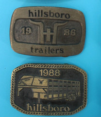 Vtg 80s/90s Hillsboro Kansas Trailers Brass Belt Buckle Lot of 12 1984 1985 1986